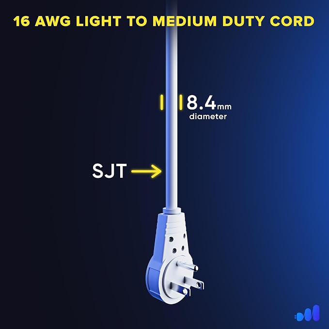Maximm Extension Cord 3 Foot White Flat Plug, 360° Rotating Short Power Cord - Image 5