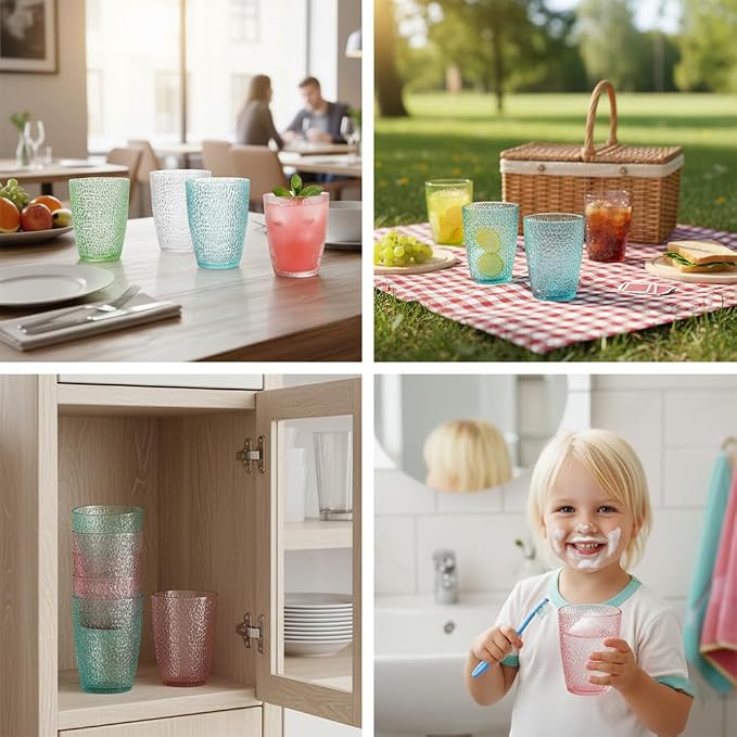 4 PCS Colored Plastic Drinking Glasses, Reusable Acrylic Drinking Cups - Image 2