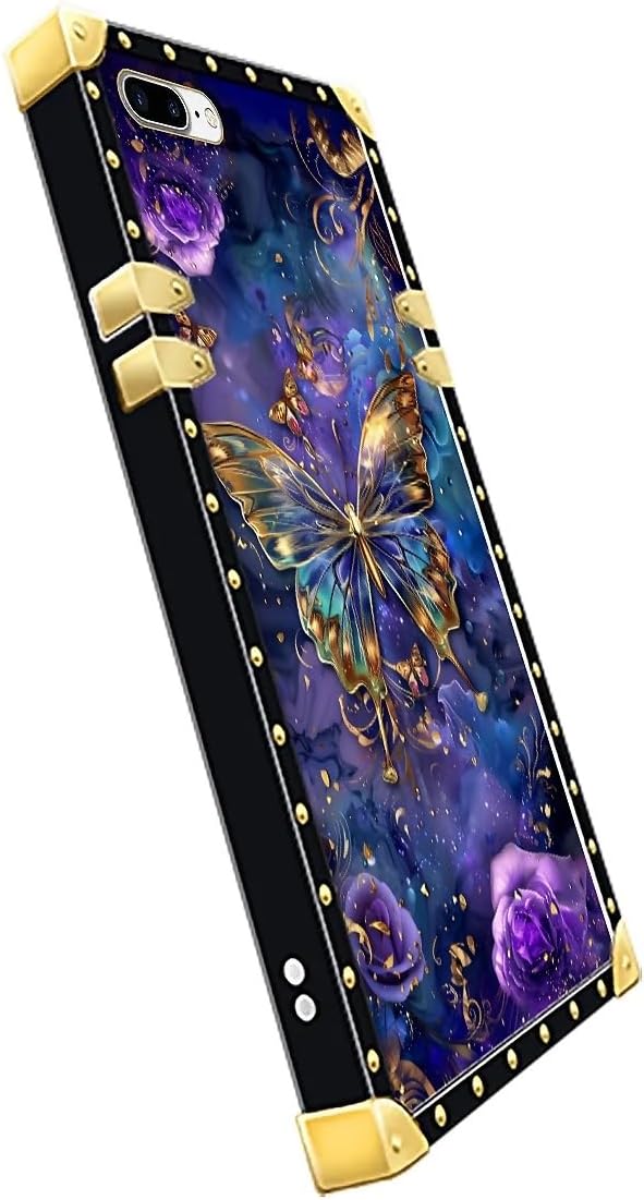 Compatible with iPhone 8 Plus 7 Plus Case, Glistening Golden Butterfly Vibrant - Image 4