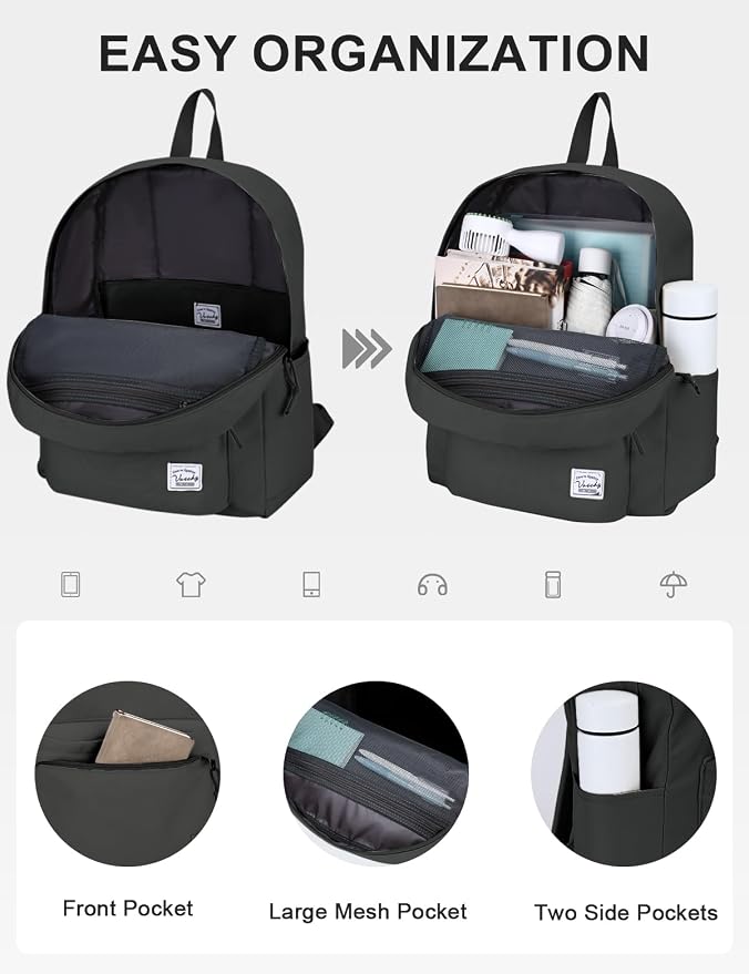 VASCHY Lightweight Backpack for School, Classic Basic Water Resistant Casual - Image 3