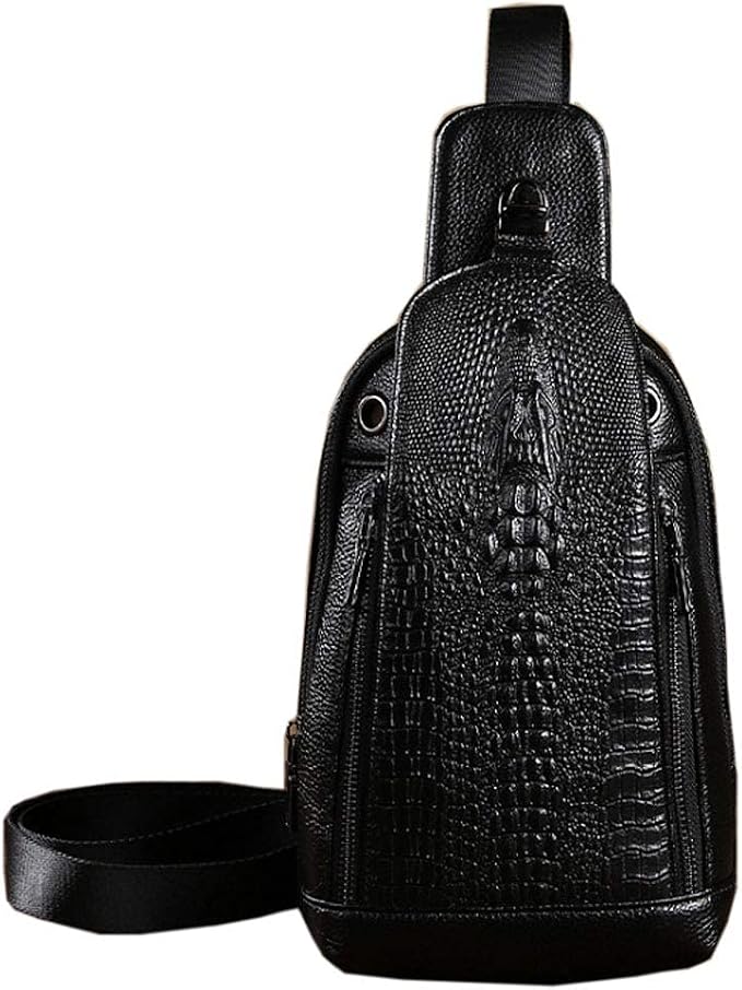 Hebetag Crocodile Genuine Leather Sling Chest Bag - Image 8