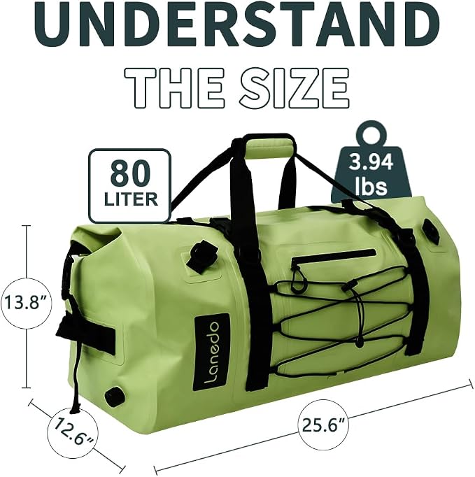 80L Dry Bag Large Waterproof Bag Roll-Top Heavy Duty Fishing Duffel Bag - Image 2