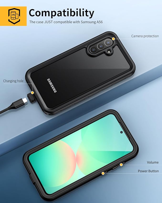Lanhiem for Samsung Galaxy A56 Phone Case, IP68 Waterproof Dustproof, Built-in - Image 5
