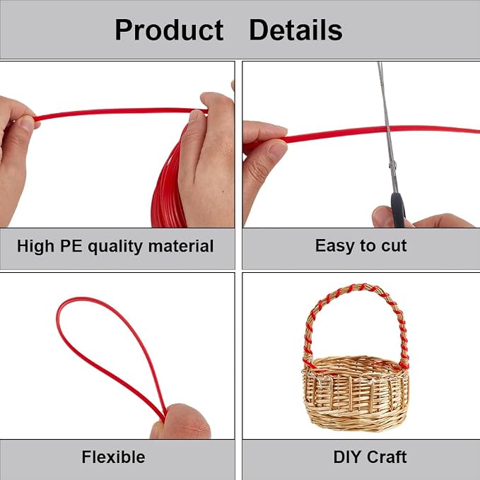 GORGECRAFT 30m*5mm Rattan Weaving Wicker Outdoor Red Synthetic Rattan Roll - Image 5