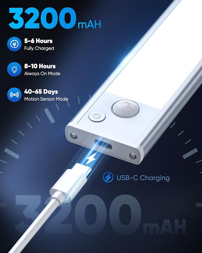 Under Cabinet Lights, 3200mAh Magnetic Dimmable Closet Lights, 6500K Wireless - Image 6