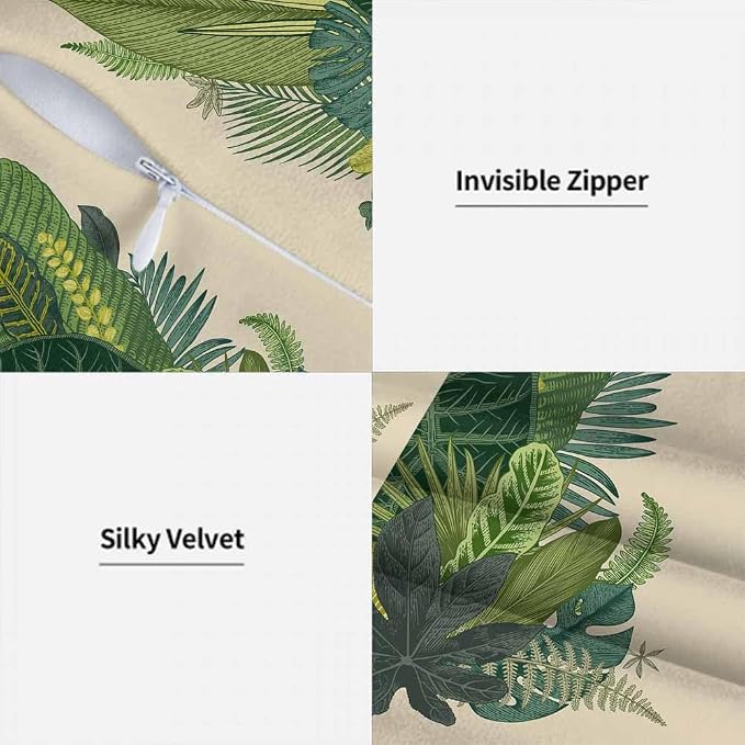 Tropical Leaves Palm 18x18 Throw Pillow Covers Set of 2 Green Tree Banana Leaf - Image 7