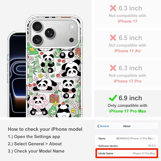 MOSNOVO for iPhone 17 Pro Max Case, Shockproof Military-Grade Protection 6.6ft - Image 2