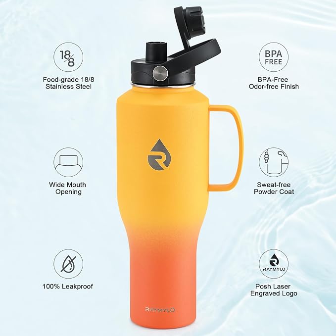 RAYMYLO Insulated Water Bottle 40oz, Stainless Steel Water Bottle - Image 4