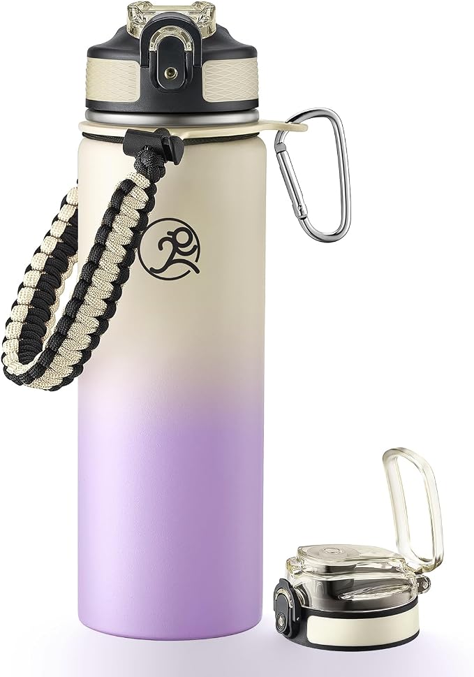 GOSWAG Insulated Sports Water Bottle, 24oz 2 Lids, Stainless Steel Water Bottles by GOSWAG