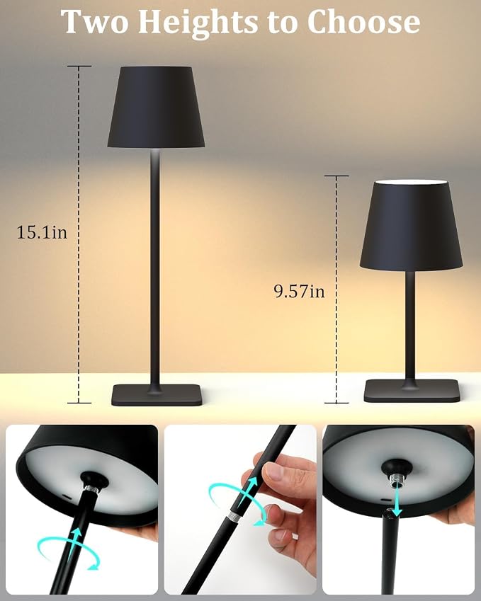 Fizrice Cordless Table Lamp Rechargeable Lamps: 6000mAh Battery Operated Table - Image 5