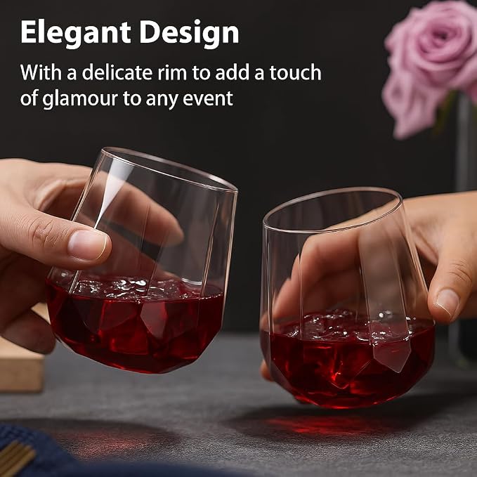 Oojami 40 Pack Diamond Shaped Plastic Wine Glasses 12 oz - Image 5