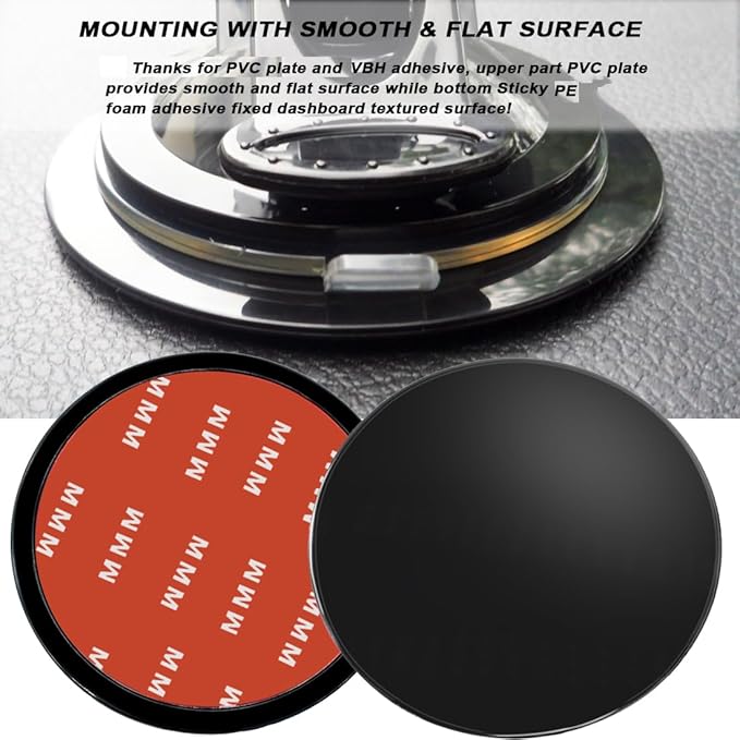 4 Pack 73mm Black Adhesive Dashboard Pad Mounting Disk, Mounting Disk - Image 3