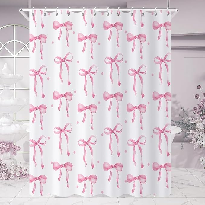 Pink Bow Shower Curtain - Image 3