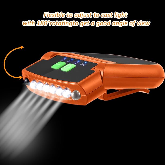 Mudder LED Clip on Cap Lights USB Rechargeable Cap Flashlight Clip Waterproof - Image 4