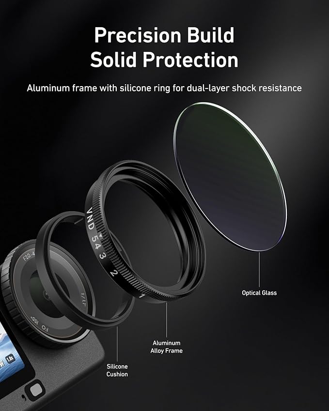 TELESIN Filter Kit for DJI Osmo Action 6 – VND 2–32 Variable ND, CPL UV Lens - Image 5