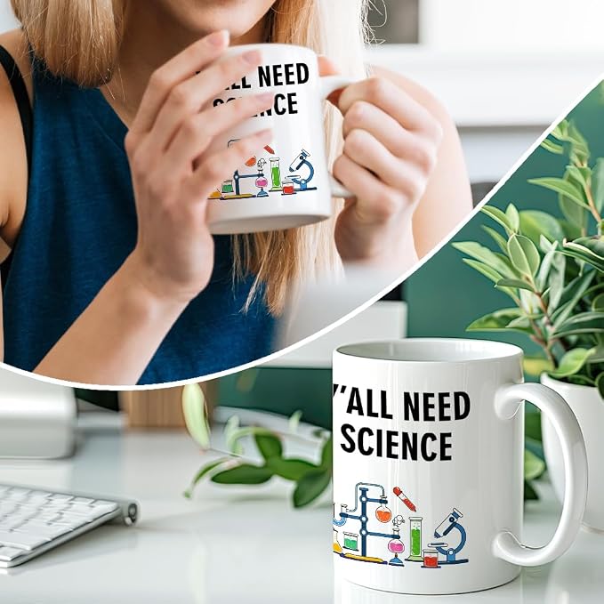 RZHV Y All Need Science Funny Scientist Coffee Mug, Sciences Nerd Mug, - Image 4