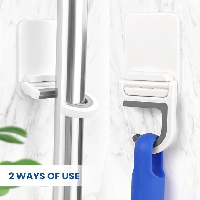 4 Pcs White Broom and Mop Holder Wall Mount Self-Adhesive Anti-Slip Gripper - Image 3