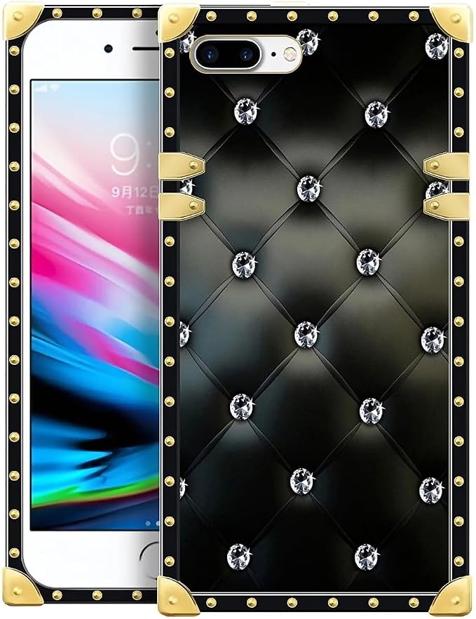 Compatible with iPhone 8 Plus 7 Plus Case, Shiny Black Sofa Crystal Luxury by Unknown