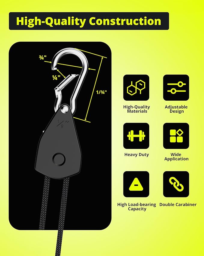 Longer 10ft 1/8" Ratchet Straps Hanger Rope Tie-Down Ratchet Outdoor Windproof - Image 2