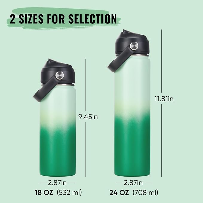 Fijinhom 18oz Insulated Stainless Steel Water Bottle, Wide Mouth Double Wall - Image 2
