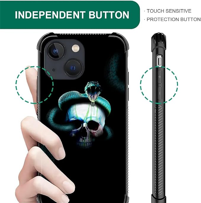 for iPhone 14 Case, Skeleton Winding Snake Pattern Graphic Design Girl Boy Soft - Image 4