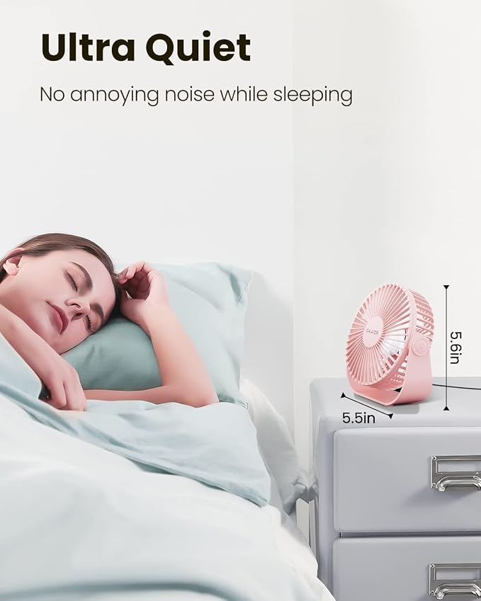 Gaiatop USB Desk Fan, 3 Speeds Strong Airflow, 5.5 Inch Portable 90° Rotate - Image 3