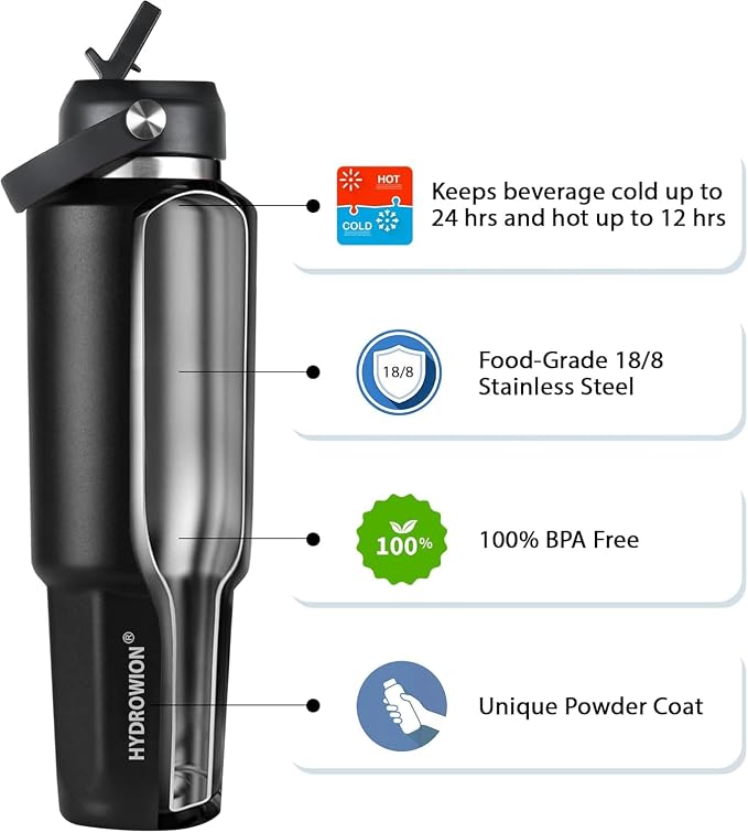 HYDROWION 40 oz Insulated Water Bottle, Car Water Bottle Holder - Image 5