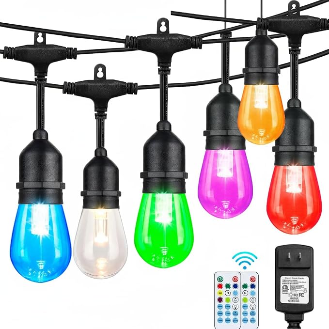 Auroraworld 24FT RGB Outdoor String Lights, Dimmable Color Changing Waterproof by Auroraworld