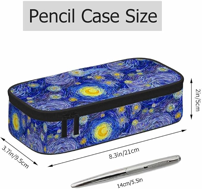 Blue Sky Pencil Bag Glowing Moon Starry Sky Abstract Painting Big Capacity - Image 2