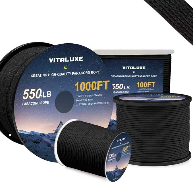 Paracord 550, 7 Triple Strands Utility Rope, Parachute Cord by VITALUXE