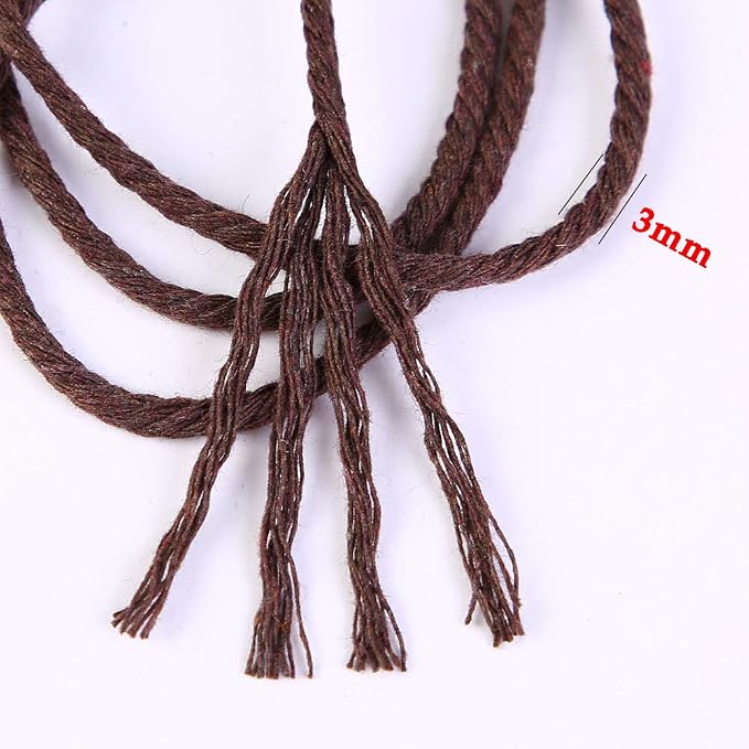 Brown Macrame Cord 3mm x 109Yards, Colored Cotton Rope Craft Cord Colorful - Image 3