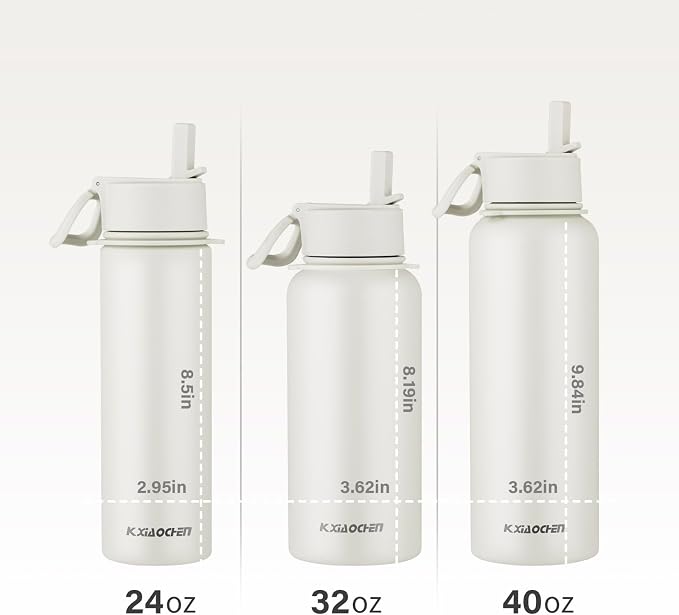 KXIAOCHEN Insulated Water Bottle, Stainless Steel Water Bottle, 2 Lids - Image 6