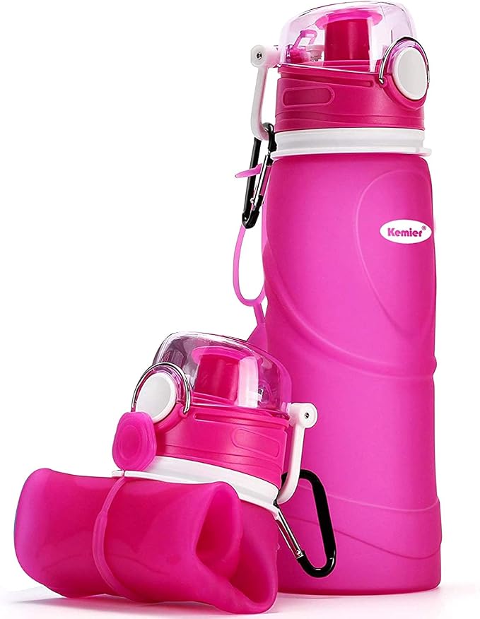 Kemier Collapsible Silicone Water Bottles-750ML, Medical Grade, BPA Free Travel by Kemier