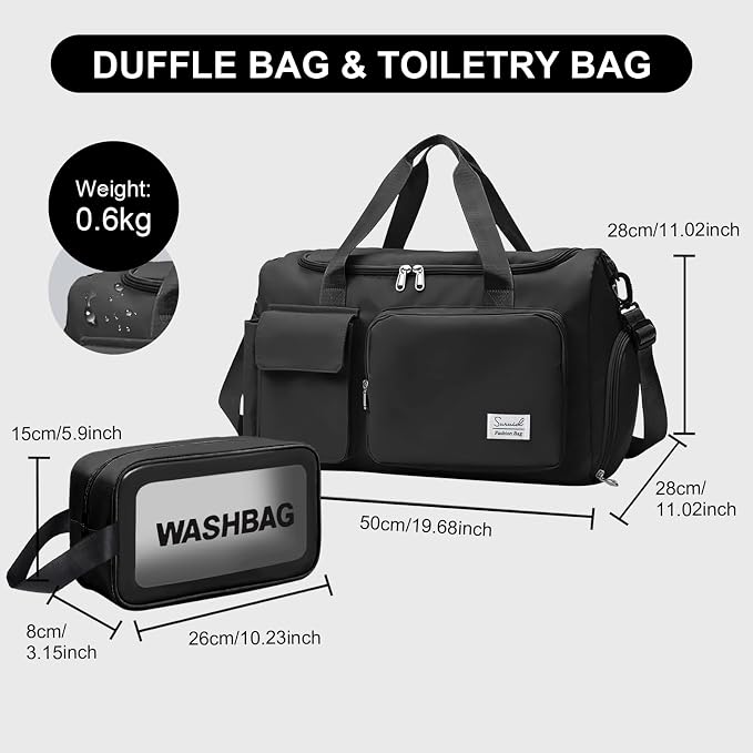 Suruid Gym Bag for Women Men, Travel Duffle Bag Large Capacity Carry On - Image 2