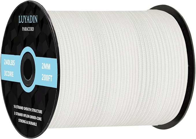 Paracord 240lb - Diameter 2mm Micro Utility Cord -3 Strand Parachute Spool Cord by LUYADIN