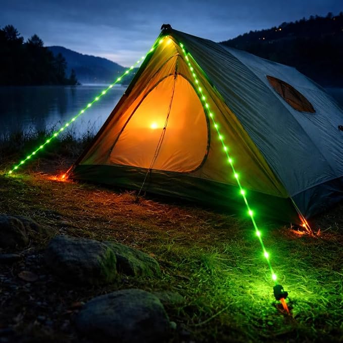 Solar Luminous Paracord Rope, 23ft Solar-Powered Green Glow Rope - Image 3