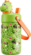 POWCAN 12 oz Kids Stainless Steel Water Bottle: 2-in-1 Straw Spout Lid by POWCAN