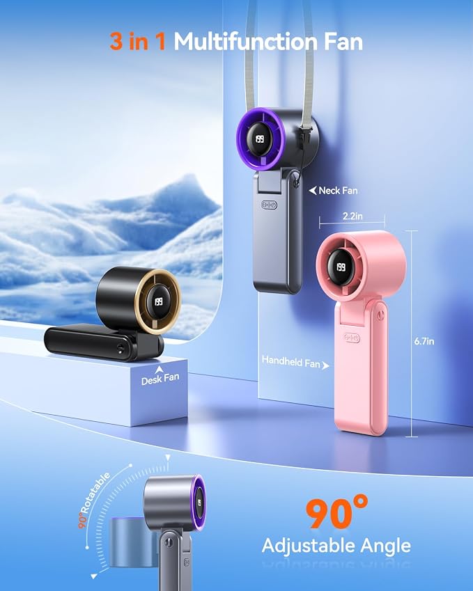 Portable Handheld Turbo Fan, 199 Gear Speed, 24 Hs Cooling Time, 5500mAh - Image 5