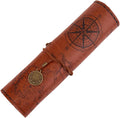 GORGECRAFT Canvas PU Leather Pencil Bag Strap Vintage Treasure Map Compass by GORGECRAFT