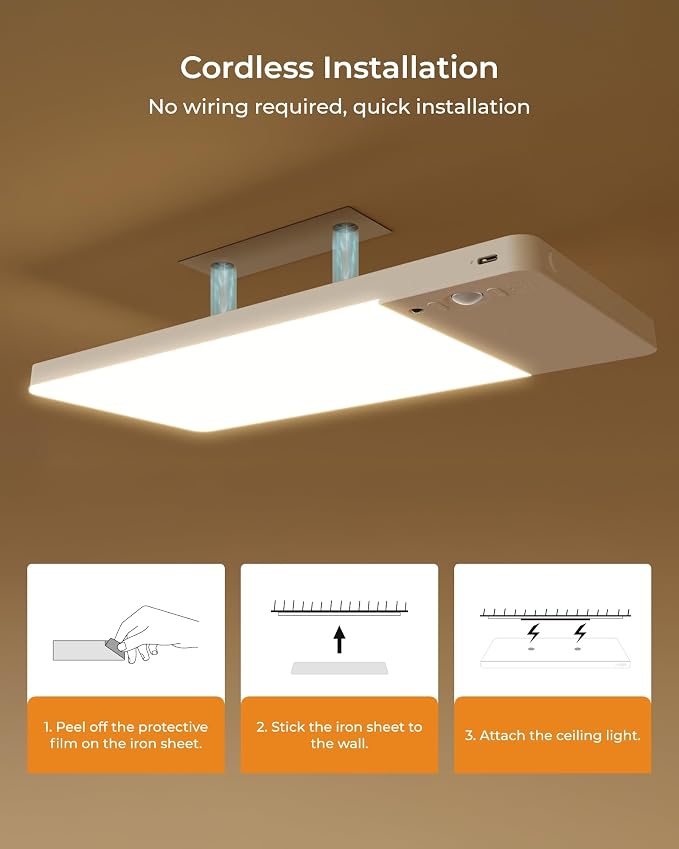 FULEN Rechargeable Motion Sensor Ceiling Light Upgraded, Closet Light - Image 7
