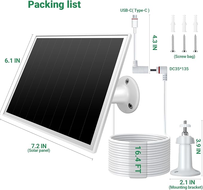 2 Pack Solar Panel for Ring Camera, 6W Solar Charger - Image 6