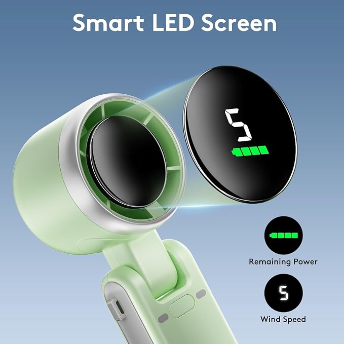 Portable Handheld Mini Fan, Foldable Powerful Winds Turbo Fan, 10000mAh Battery - Image 5