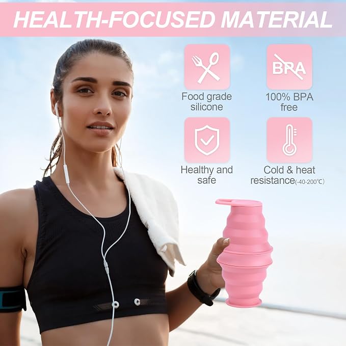 17oz Collapsible Water Bottle, Reuseable BPA Free Silicone Foldable Water - Image 3