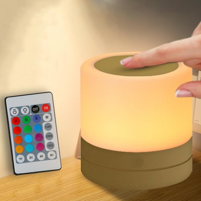 ERUN Nursery Night Light for Kids, USB Rechargeable Small Desk Lamp, 13 RGB by Unknown