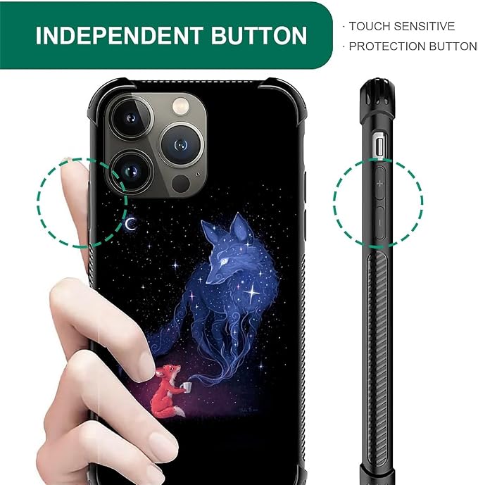 for iPhone 13 Pro Max Case, Galaxy Fox Wolf Pattern Graphic Design Girl Boy - Image 4