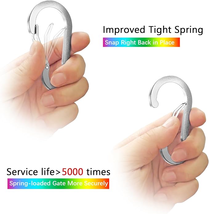 sprookber 2" Small Carabiner Clip, D Ring Caribeener, Spring Snap Hook - Image 3