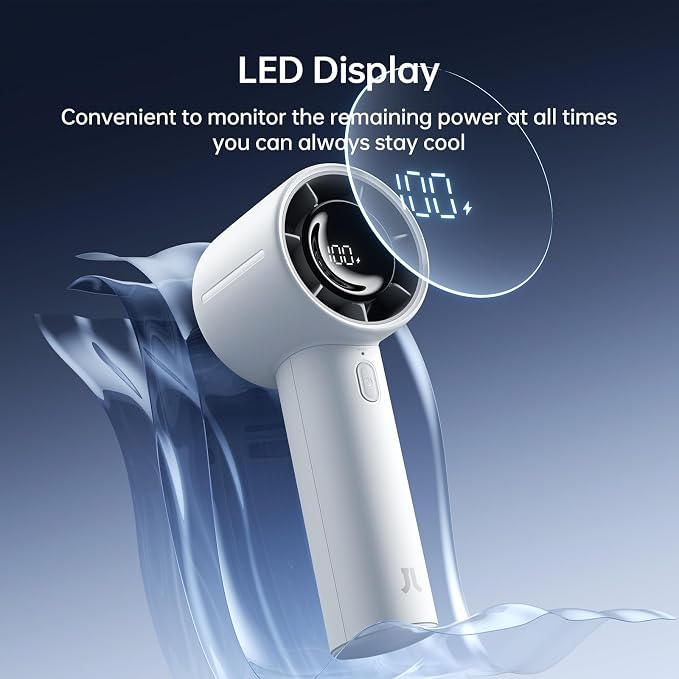 JISULIFE Handheld Turbo Fan, 5000mAh Rechargeable Portable Fan, 5-Speed - Image 6