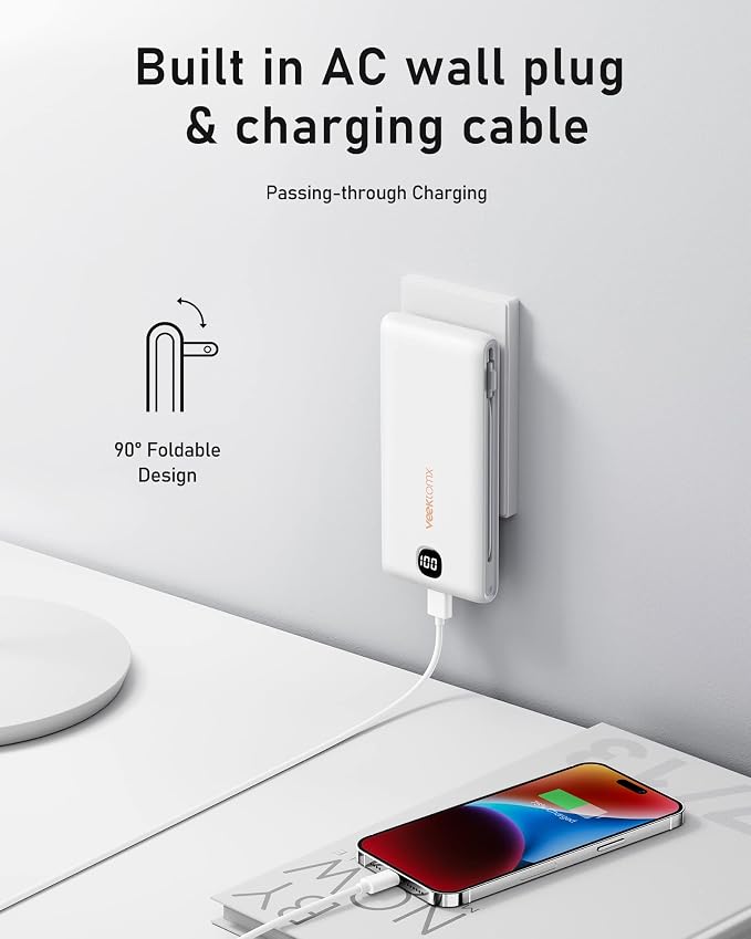 VEEKTOMX Portable Charger with Built in Cables 10000mAh, Power Bank - Image 2