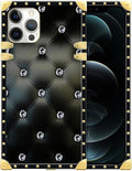 Compatible with iPhone 12 Pro Max Case, Shiny Black Sofa Crystal Luxury Golden by Unknown