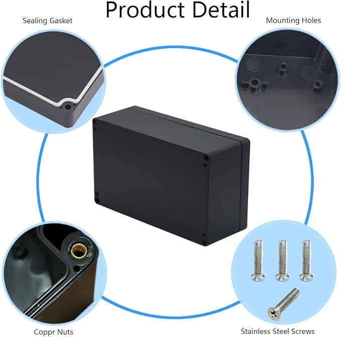 2 Pack Project Box IP65 Waterproof Junction Box ABS Plastic Black Electrical - Image 5